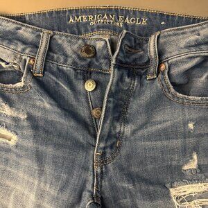 American Eagle Tomgirl Button Fly Distressed Jeans
